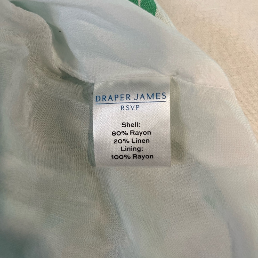Draper James Green Floral Puff Sleeve Dress‎ Women’s Large Rayon Linen Blend - Picture 12 of 12